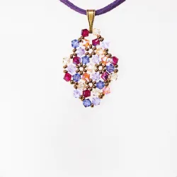 Pendant 30cm - Terence Rhombus S-Purple Suedine - Pendant 30cm - Laiton bronze